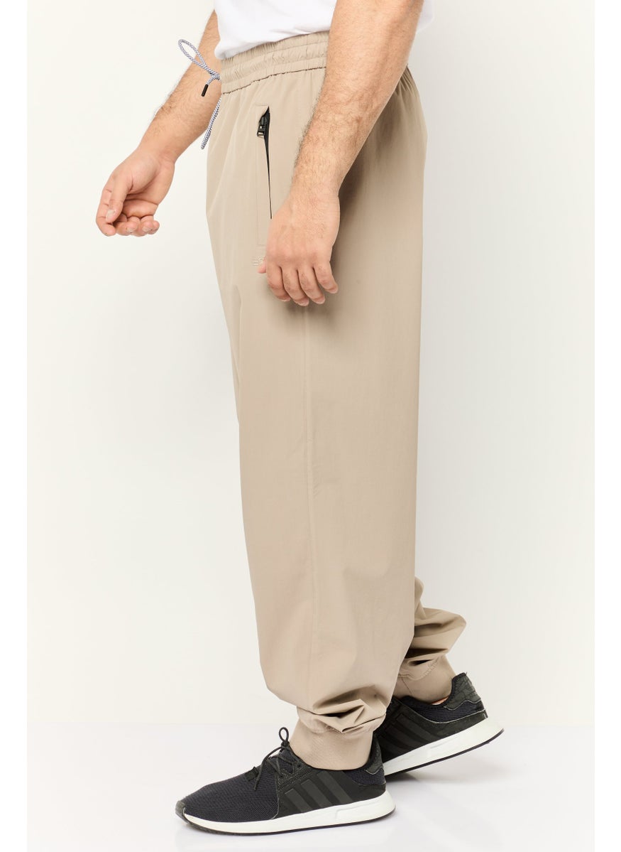ESPRIT Men Regular Fit Embroidered Logo Jogger Pants, Taupe  - Image 4