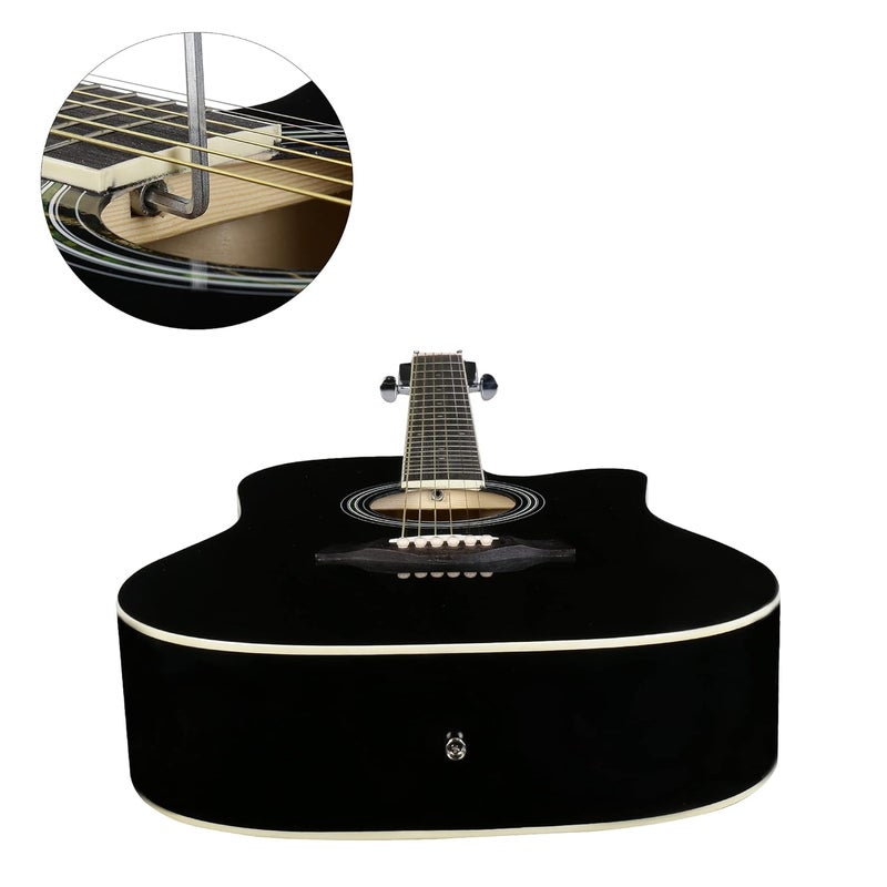 Juarez 41 Inch Acoustic Guitar Kit with Truss Rod, JRB41C/BK Solid Linden Wood, Ziko Strings, Pearl Rosette & Bridge, Die Cast Machine with Picks, Strap, Strings & Bag, Gloss Black - Image 2