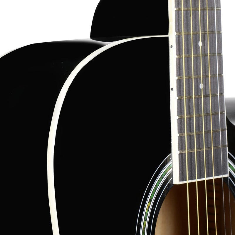 Juarez 41 Inch Acoustic Guitar Kit with Truss Rod, JRB41C/BK Solid Linden Wood, Ziko Strings, Pearl Rosette & Bridge, Die Cast Machine with Picks, Strap, Strings & Bag, Gloss Black - Image 3