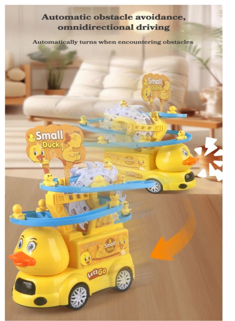 عام لعبة سيارة كهربائية للأطفال الصغار مع مسار عجلة فيريس دوارة، مجموعة ألعاب انزلاق بطة مع ضوء وصوت، لعبة وقت البطن والزحف للأطفال الأولاد والبنات من عمر 6 أشهر إلى 3 سنوات، هدية مونتيسوري للمهارات الحركية - Image 2
