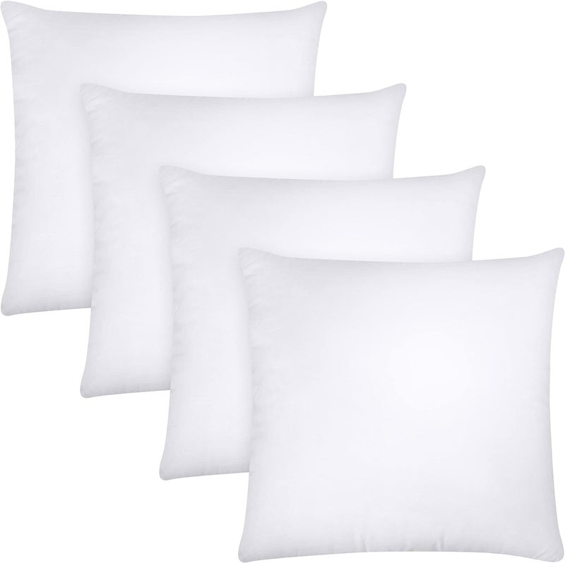 AJISH Set of 4, 16 x 16 Inch Micorfiber Filled Cushion Filler - Soft & Fluffy - Hotel Quality Premium Cushions - Decorative Cushion for Sofa, Bed, Throw Pillow Insert, Office - Home Decor (White) - Image 1
