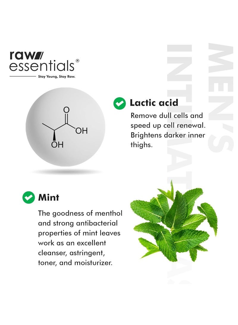 Raw Essentials Intimate Wash for Men 150 ml, Relieves Itchiness & Odour, Prevents Fungal Growth, Brightens Groin Area, pH Balanced, Sulphate Free, Paraben Free - Image 3
