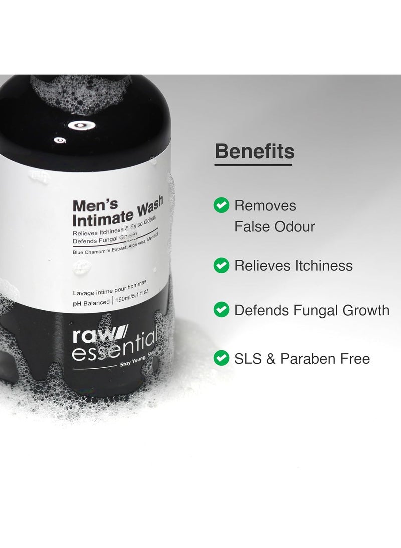 Raw Essentials Intimate Wash for Men 150 ml, Relieves Itchiness & Odour, Prevents Fungal Growth, Brightens Groin Area, pH Balanced, Sulphate Free, Paraben Free - Image 4