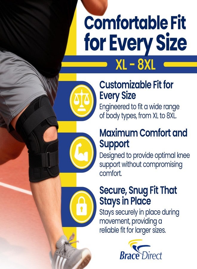 براس دايركت دعامة الركبة المفصلية من Brace Direct Plus Size مع نطاق حركة قابل للتعديل - دعم غير قابل للانزلاق للأرجل الكبيرة | التهاب المفاصل، الغضروف الهلالي، الرباط الصليبي الأمامي/الخلفي والتعافي بعد الجراحة (3XL: 22-24 بوصة للفخذ) - Image 2