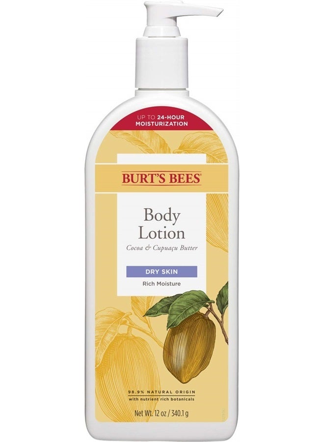 Burt's Bees Burts Bees Butter Body Lotion for Dry Skin with Cocoa & Cupuau, 12 Oz (Package May Vary) - Image 1