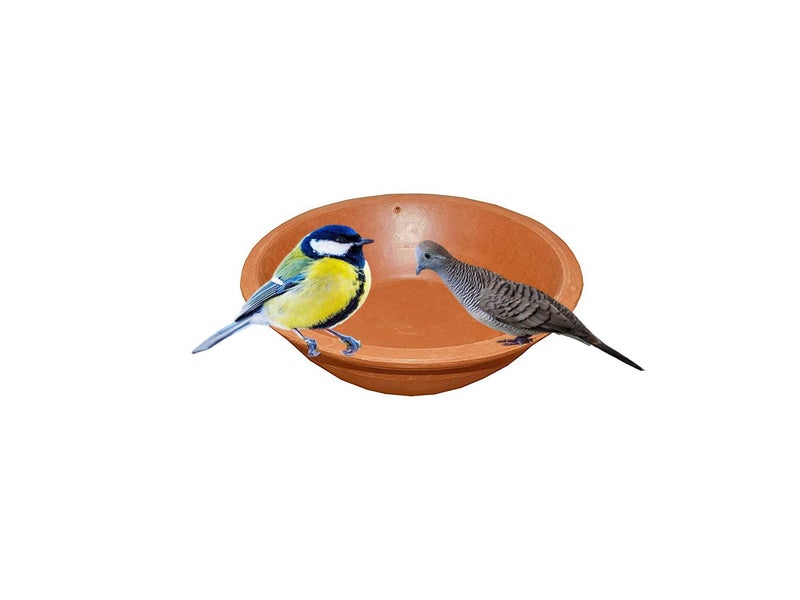 CRAFT PARK Craft Park Earthen Pot Terracotta Bird Bath Earth Brown Round Shape  - Image 1