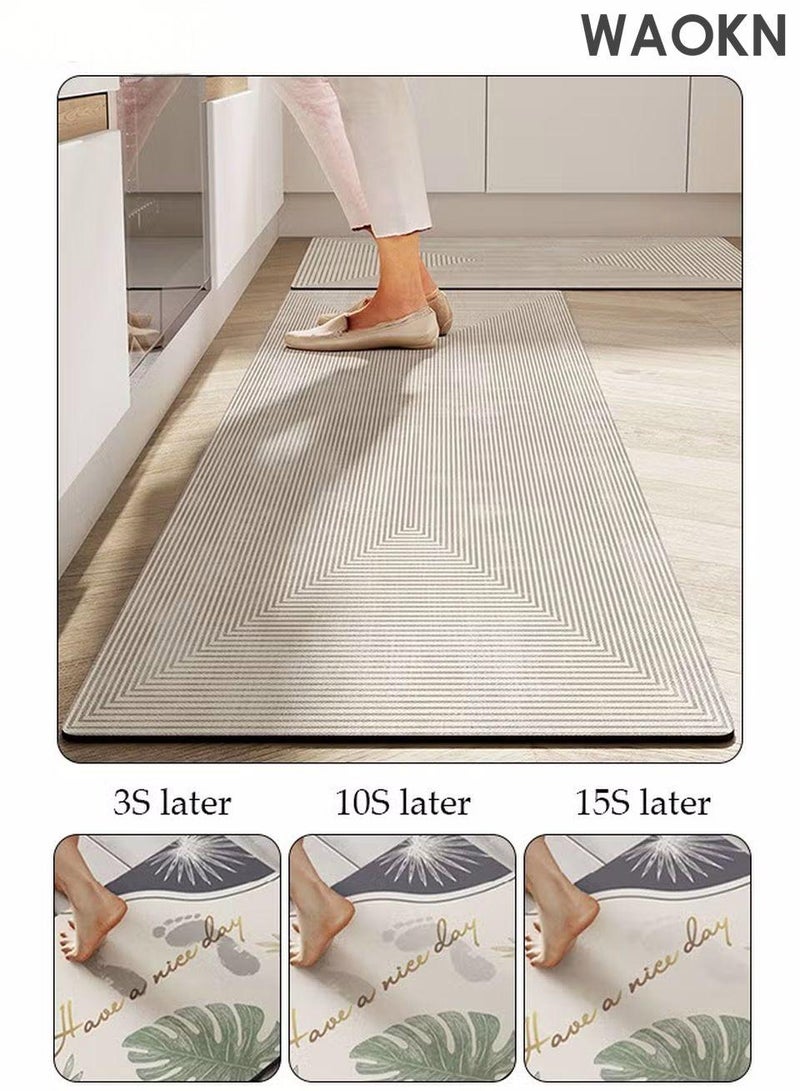 WAOKN Diatom Mud Bath Mat Set Bathroom Kitchen Rug Mat Extra Soft and Absorbent Bath Rugs Non-Slip Quick Drying Floor Bath Tub Mat for Bathroom Floor Tub and Shower 40*60cm/40*120cm - Image 3