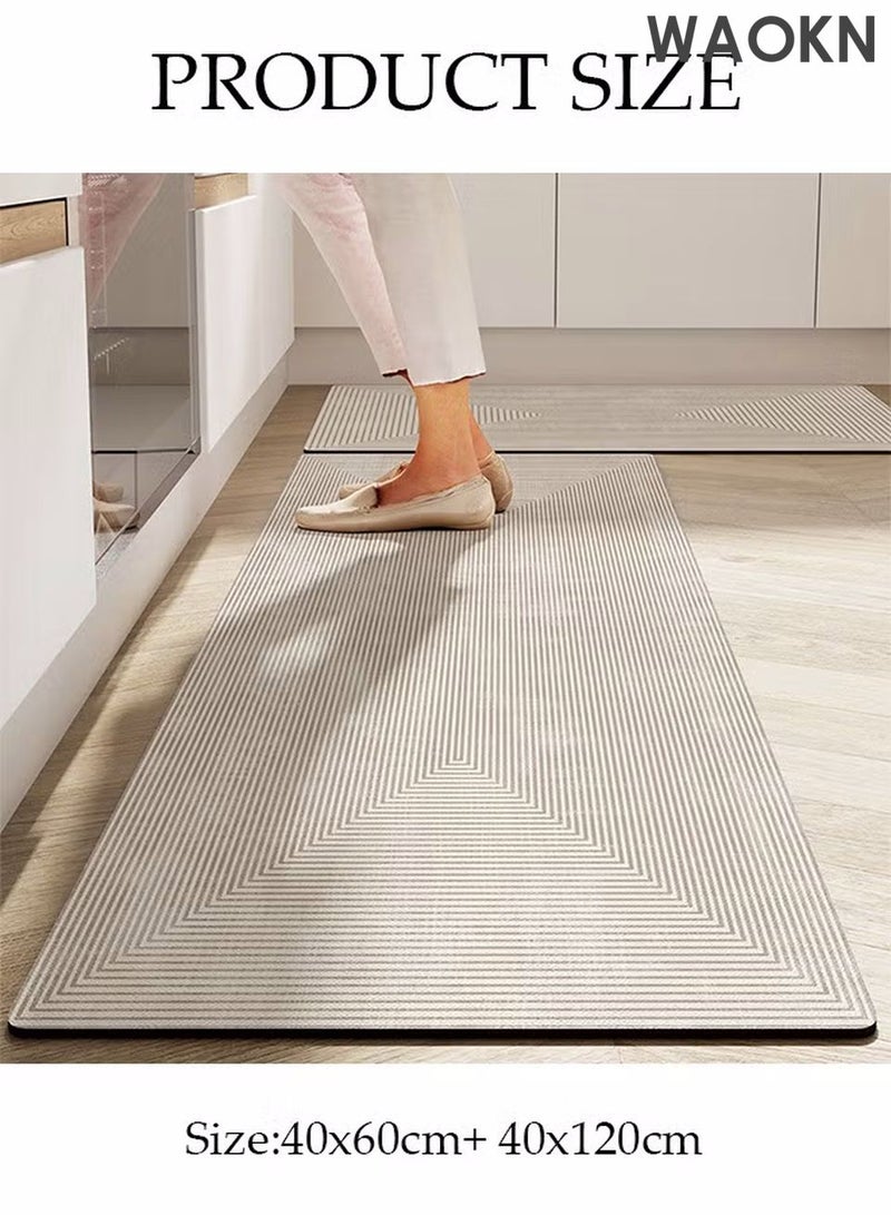 WAOKN Diatom Mud Bath Mat Set Bathroom Kitchen Rug Mat Extra Soft and Absorbent Bath Rugs Non-Slip Quick Drying Floor Bath Tub Mat for Bathroom Floor Tub and Shower 40*60cm/40*120cm - Image 5