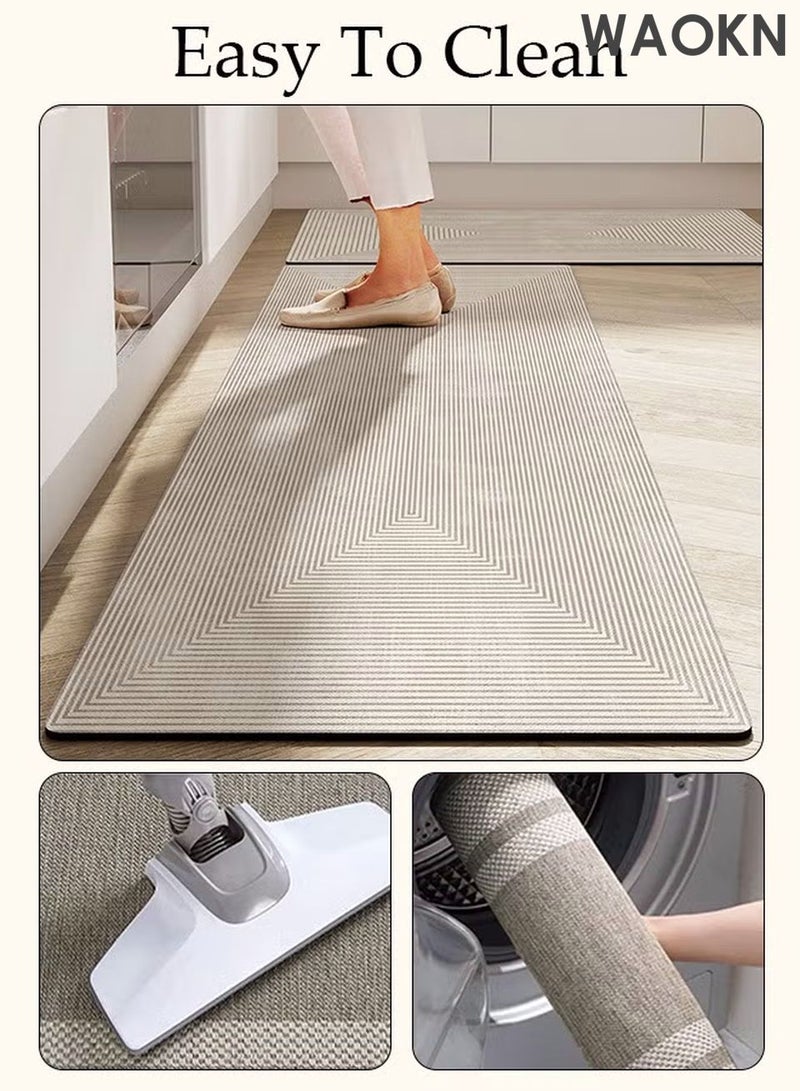 WAOKN Diatom Mud Bath Mat Set Bathroom Kitchen Rug Mat Extra Soft and Absorbent Bath Rugs Non-Slip Quick Drying Floor Bath Tub Mat for Bathroom Floor Tub and Shower 40*60cm/40*120cm - Image 2