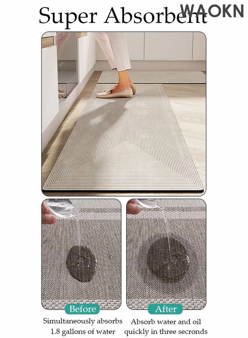 WAOKN Diatom Mud Bath Mat Set Bathroom Kitchen Rug Mat Extra Soft and Absorbent Bath Rugs Non-Slip Quick Drying Floor Bath Tub Mat for Bathroom Floor Tub and Shower 40*60cm/40*120cm - Image 4