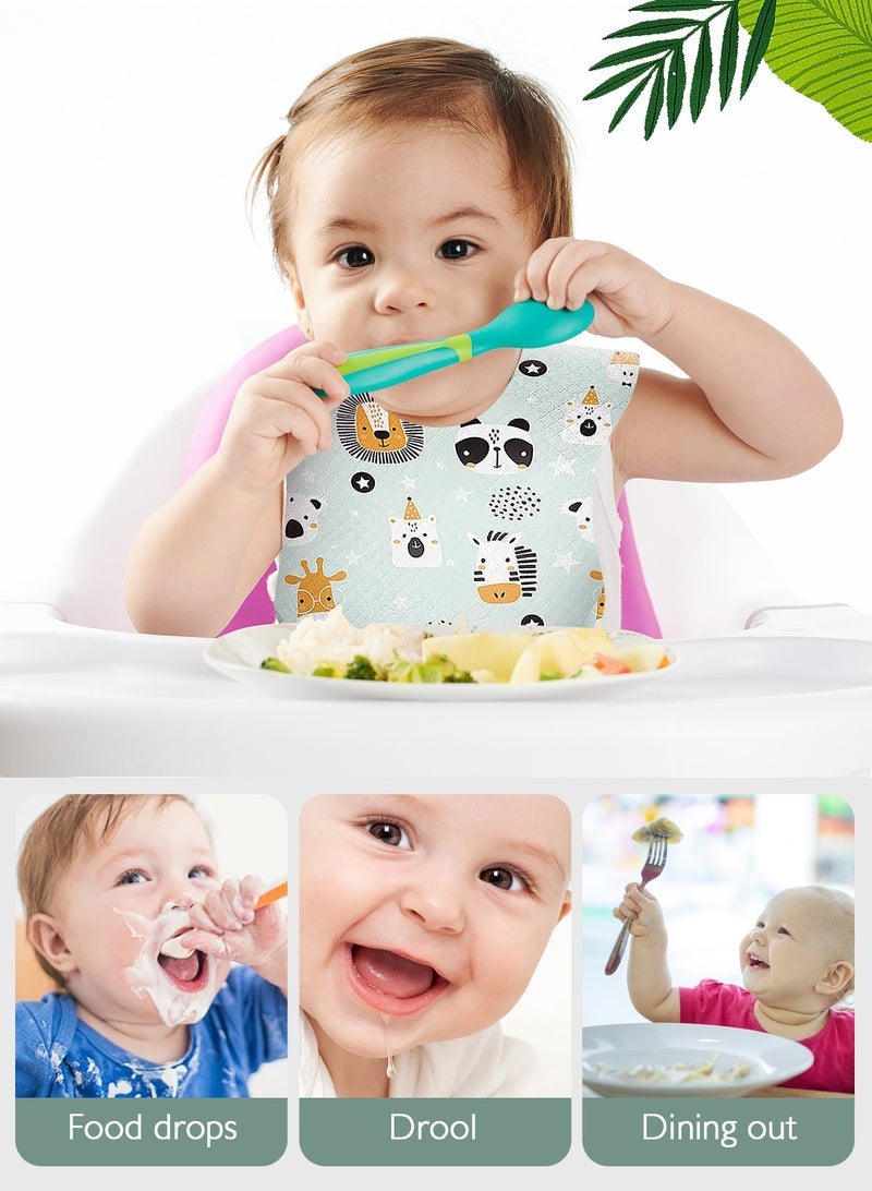 URbazaar 40 Pcs Baby Disposable Bibs Travel Feeding Bib- Leakproof Liner, Food Catcher Pocket for 6-18 Months Babies Toddlers - Image 5