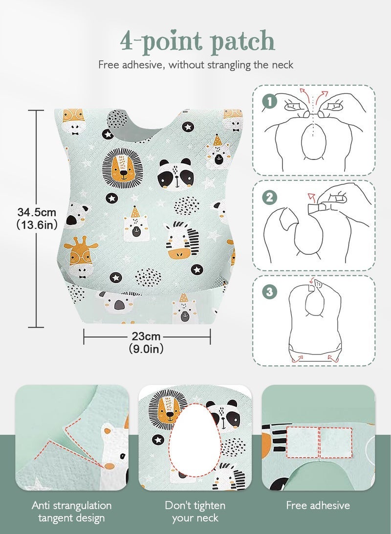 URbazaar 40 Pcs Baby Disposable Bibs Travel Feeding Bib- Leakproof Liner, Food Catcher Pocket for 6-18 Months Babies Toddlers - Image 2