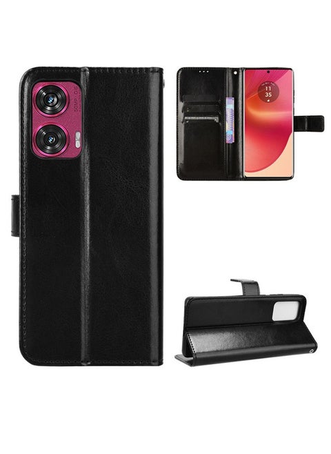 Phone Case for Motorola Edge 50 Fusion 5G PU Leather Magnetic Business Phone Case Stylish Flip Cover with Card Slot and Stand for Motorola Edge 50 Fusion 5G