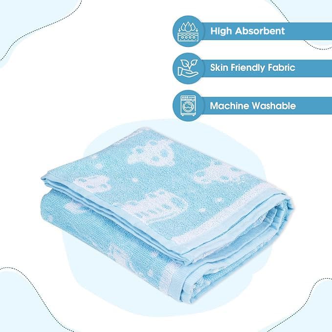Mee Mee Bamboo Cotton Premium Baby Washcloth, Washable & Reusable, Extra Soft Face Towels for Newborns, Kids, Toddlers, Infants - Car Print, Light Blue 90X90 CM - Image 2