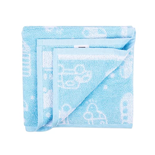 Mee Mee Bamboo Cotton Premium Baby Washcloth, Washable & Reusable, Extra Soft Face Towels for Newborns, Kids, Toddlers, Infants - Car Print, Light Blue 90X90 CM - Image 1