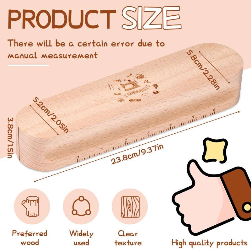 Fteven Tailors Clapper Wooden Clapper for Quilting, Professional Hardwood Clapper Sewing Tool for Quilting and Ironing, Multipurpose Quilters Pressing Tools for Wrinkle Sewing, Fabric Folds - Image 2