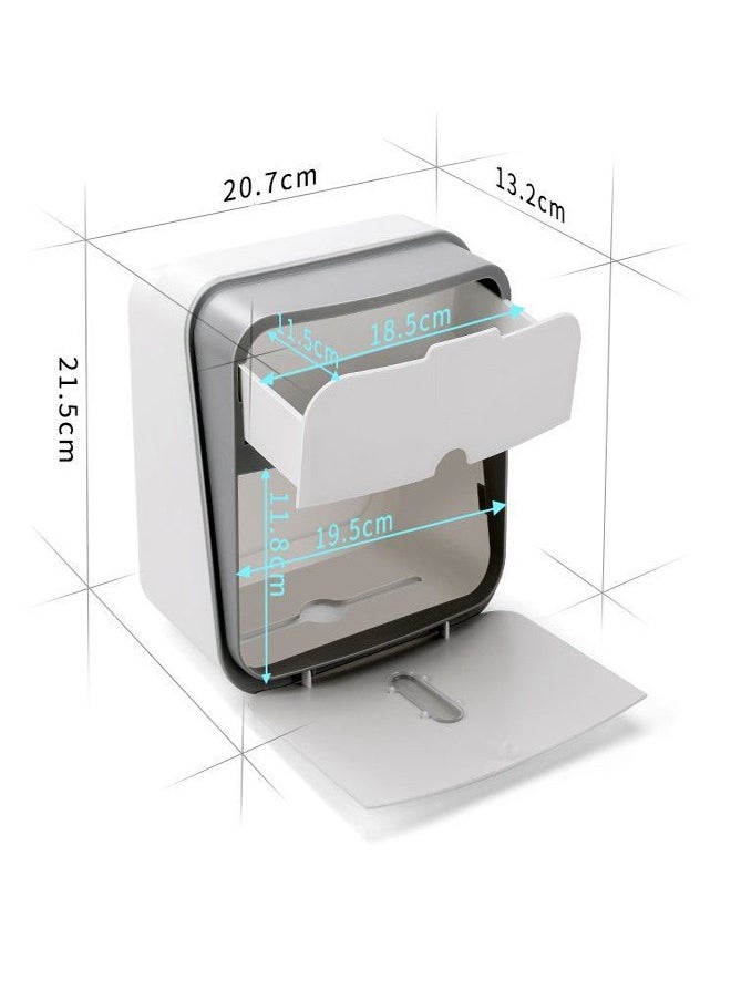 Haidue Wall-Mounted Waterproof Toilet Paper Holder with Storage Shelf, Adhesive Installation, Transparent Roll Dispenser, Perforation-Free Bathroom Tissue Box  - Image 4