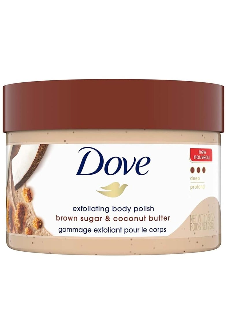 Dove - Dove Exfoliating Body Polish Scrub for Dry Skin with Brown Sugar and Coconut Butter Gently Exfoliates and Moisturizes for Instant Soft and Smooth Skin Naturally Derived Ingredients 298g - Image 1
