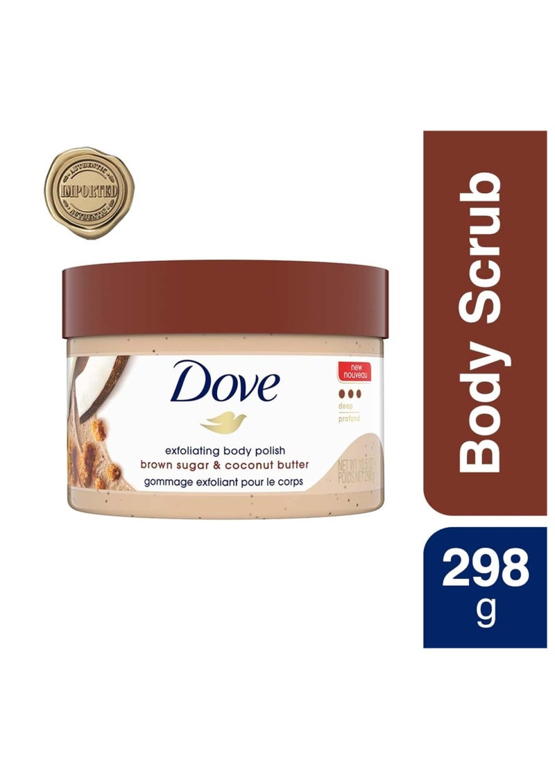 Dove - Dove Exfoliating Body Polish Scrub for Dry Skin with Brown Sugar and Coconut Butter Gently Exfoliates and Moisturizes for Instant Soft and Smooth Skin Naturally Derived Ingredients 298g - Image 1