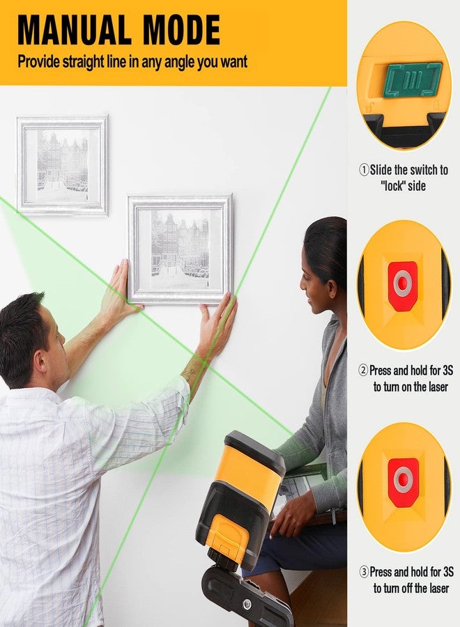 PREXISO Laser Level with Tripod, 65Ft Self Leveling Cross Line Laser Level, Green Line leveler Tool for Hanging Picture, Floor Tile, Home Renovation with LED Indicator & 2 AA Batteries (360°Clamp) - Image 5
