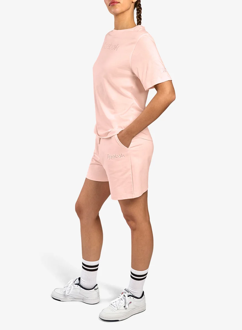 Reebok Pure Pink Studded Logo T-Shirt for Women | Best Price UAE