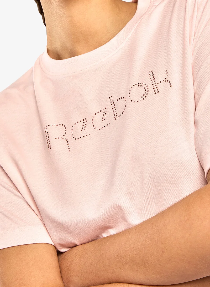 Reebok Pure Pink Studded Logo T-Shirt for Women | Best Price UAE