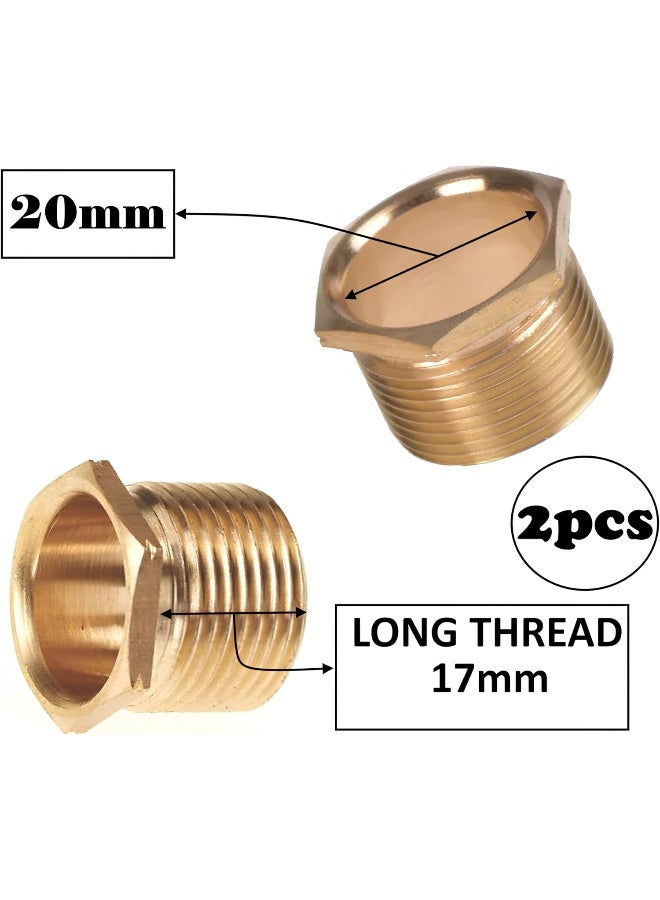 Royal Apex 2pcs Set Brass Multi Purpose Hose Fittings with BSP Thread For Plumbing, Gas, Hot Water Pipe Connector, Pneumatic etc (BRASS MALE BUSH ADAPTOR, 20MM LONG THREAD) - Image 2