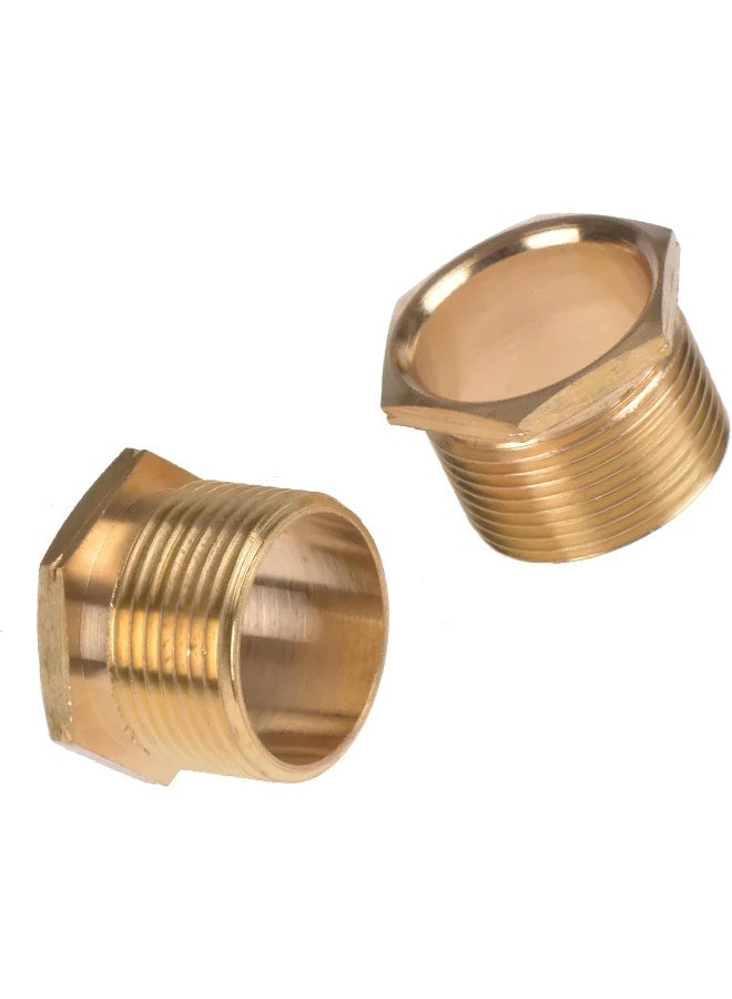 Royal Apex 2pcs Set Brass Multi Purpose Hose Fittings with BSP Thread For Plumbing, Gas, Hot Water Pipe Connector, Pneumatic etc (BRASS MALE BUSH ADAPTOR, 20MM LONG THREAD) - Image 1