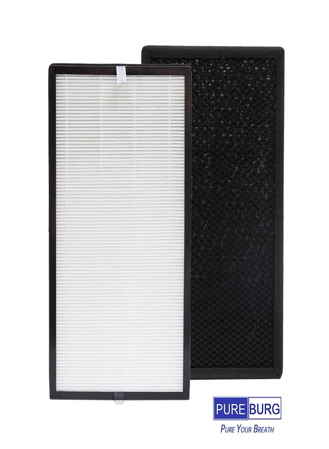 PUREBURG فلتر بديل PUREBURG C500FL متوافق مع جهاز تنقية الهواء الذكي Homedics AP-C500 و AP-C550، عبوة واحدة (فلتران) H13 HEPA كربون نشط 2 في 1 - Image 2