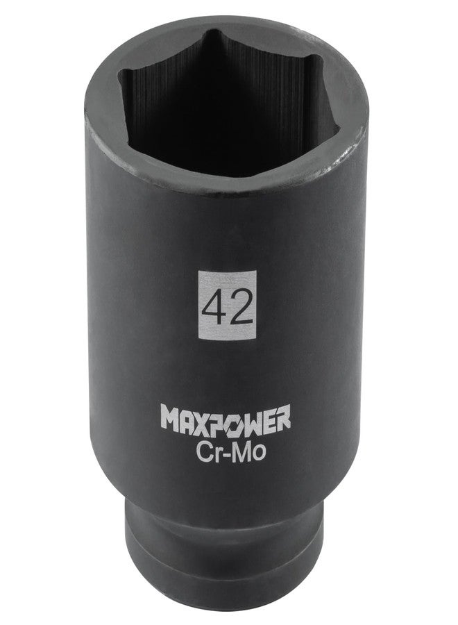 MAXPOWER 3/4 Inch Drive 42mm Deep Impact Socket with 6-Point Design, Made with Heat-Treated Chrome Molybdenum Steel, SAE - Image 2