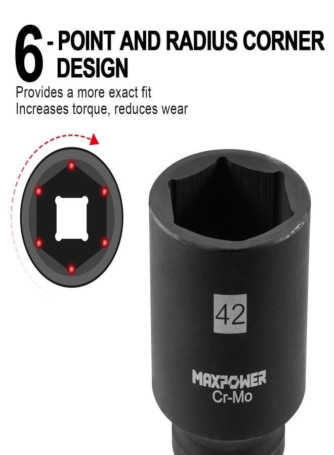MAXPOWER 3/4 Inch Drive 42mm Deep Impact Socket with 6-Point Design, Made with Heat-Treated Chrome Molybdenum Steel, SAE - Image 3