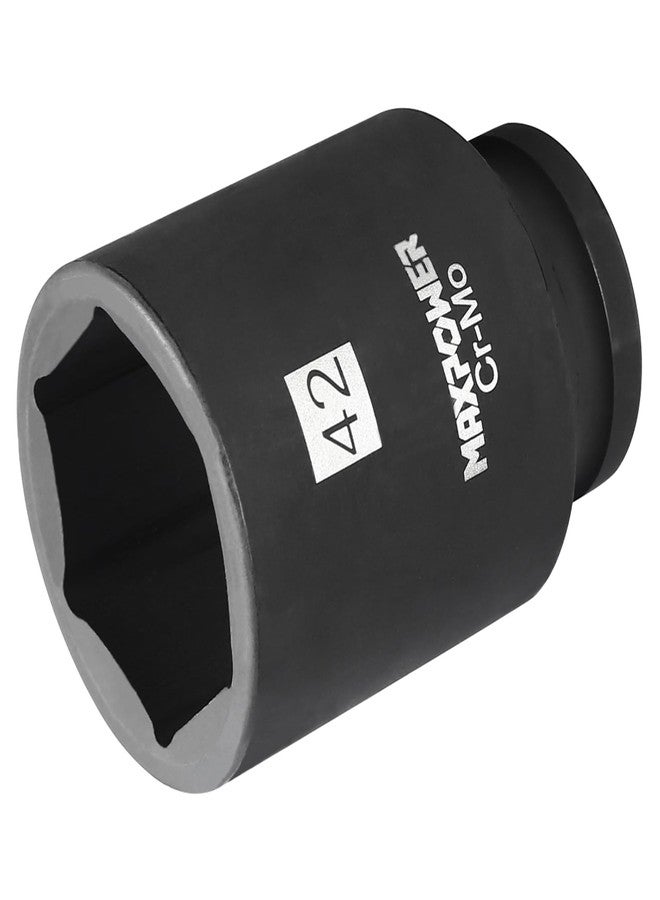 MAXPOWER 3/4 Inch Drive 42mm Deep Impact Socket with 6-Point Design, Made with Heat-Treated Chrome Molybdenum Steel, SAE - Image 1