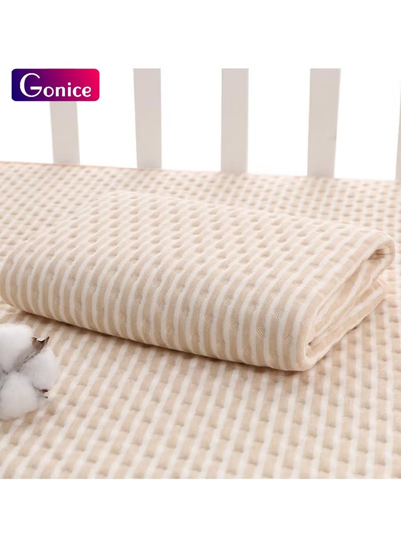 Waterproof Baby Bed Pad, Toddler Cover Underpads 100% Cotton Surface, 31.5"x39.4" Washable Mattress Protector, 4 Layer Incontinence Pads for Baby Toddler Children Adults (Brown White)