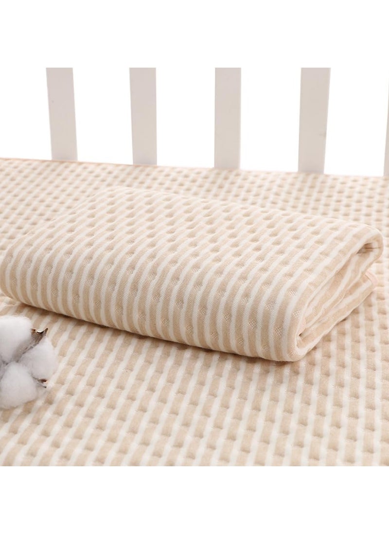 Gonice Waterproof Baby Bed Pad, Toddler Cover Underpads 100% Cotton Surface, 31.5"x39.4" Washable Mattress Protector, 4 Layer Incontinence Pads for Baby Toddler Children Adults (Brown White)  - Image 1