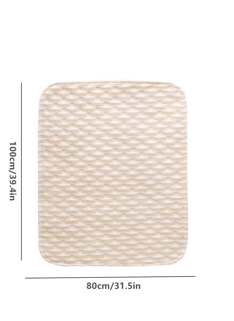 Gonice Waterproof Baby Bed Pad, Toddler Cover Underpads 100% Cotton Surface, 31.5"x39.4" Washable Mattress Protector, 4 Layer Incontinence Pads for Baby Toddler Children Adults (Brown White)  - Image 4