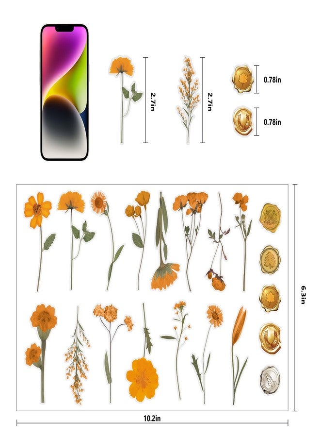 NESCCI Pressed Flower Themed Stickers Set (240 Pcs) Stickers,Scrapbook Supplies,Dried Flowers Resin Stickers,Scrapbook Stickers,journaling Stickers,Flower Stickers,Laptop Stickers,Wax Seal Stickers - Image 3