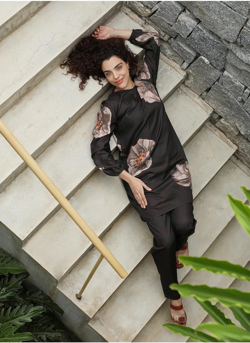  قصة Women's Coffee Brown Primrose Spot Kurta Set