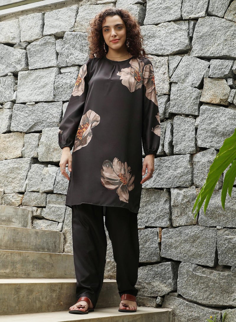  قصة Women's Coffee Brown Primrose Spot Kurta Set  - Image 3