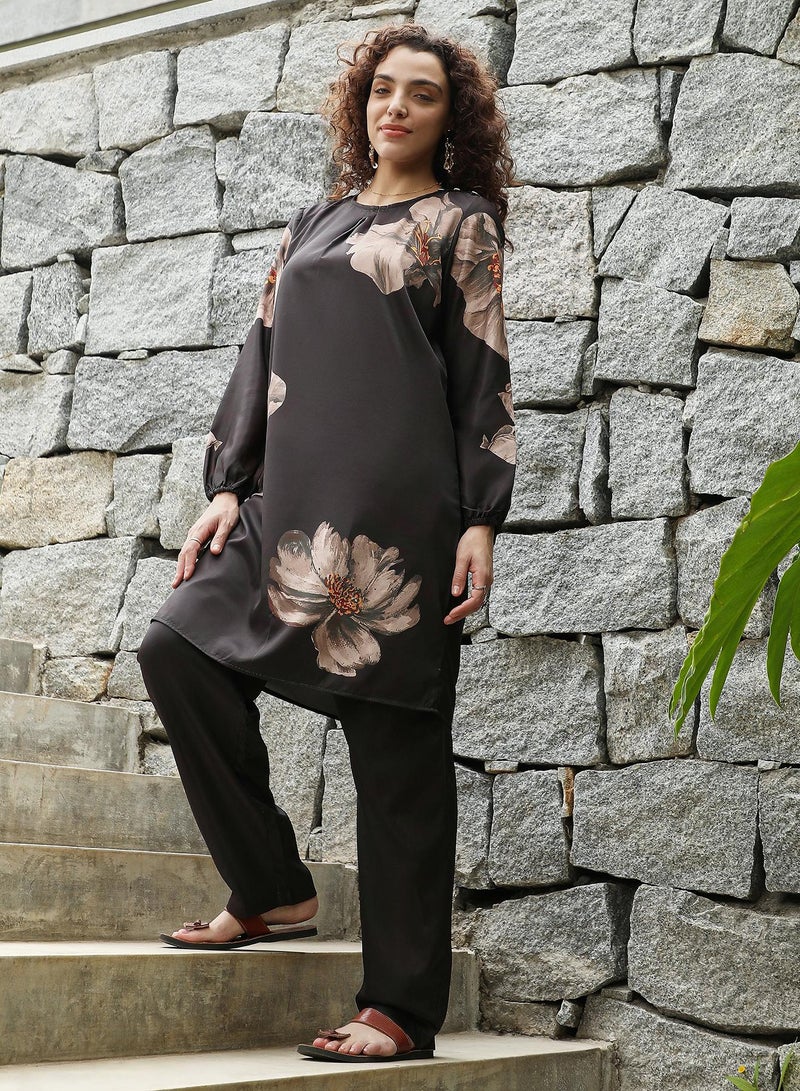 قصة Women's Coffee Brown Primrose Spot Kurta Set  - Image 5