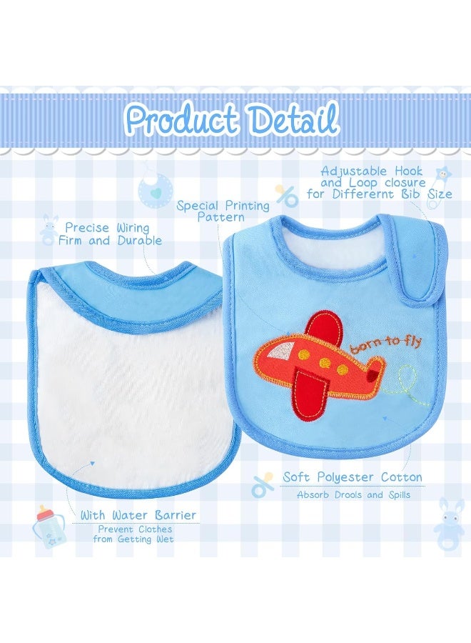 2ooya 7Pcs Cotton Waterproof Baby Bibs Hook Loop Closure Newborn Bib Keepsake Baby Gift for Drooling Feeding Eating - Image 3