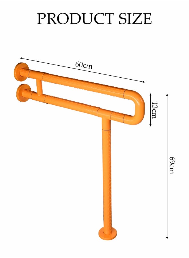 DUNISO Toilet Grab Bar，Drop Down Toilet Hand Rail ，Luminous Protection,Folding Toilet Safety Rails for Bathroom with Leg Anti-Slip for Elderly Disabled Pregnant, 60cm,Yellow  - Image 2