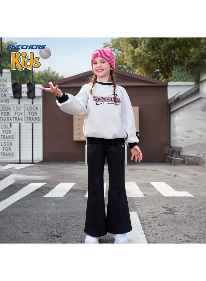 Skechers Girls' Kids Pants  Winter Fashion Casual Stretch Flared Pants Carbon Black 120 - Image 3