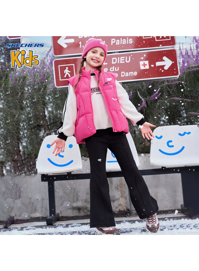 Skechers Girls' Kids Pants  Winter Fashion Casual Stretch Flared Pants Carbon Black 120 - Image 4