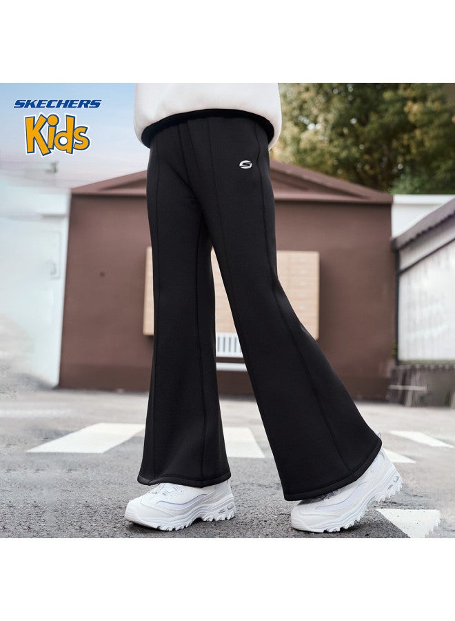 Skechers Girls' Kids Pants  Winter Fashion Casual Stretch Flared Pants Carbon Black 120 - Image 1