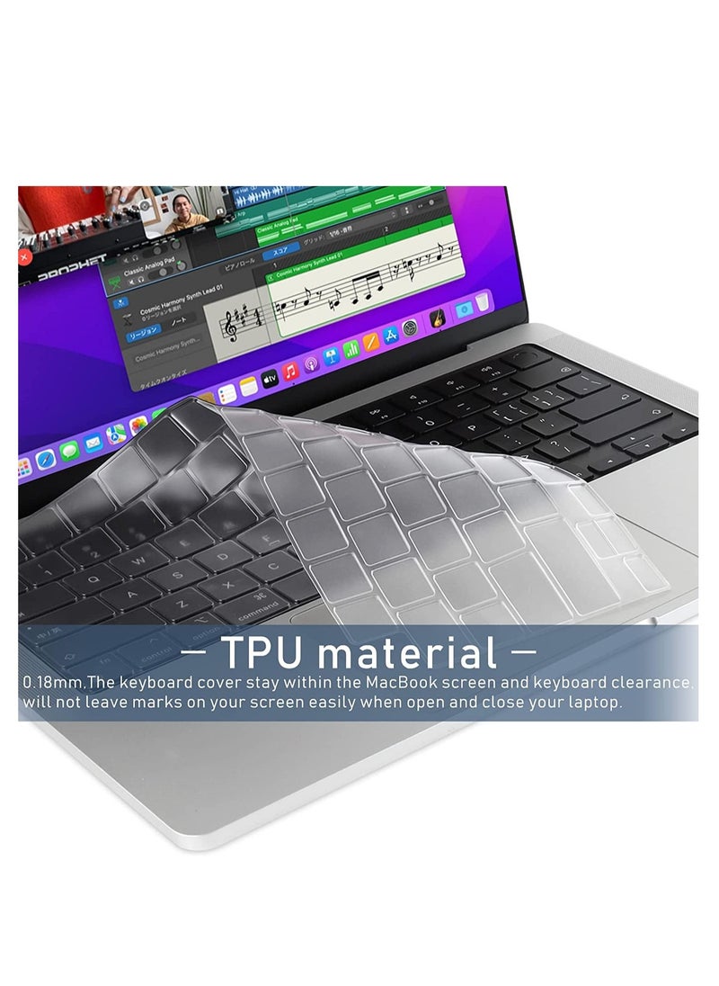 Generic Premium Keyboard Cover Skin Ultra Thin for MacBook Air 15" M3 M2 (A3114 A2941), Air 13.6" (A3113 A2681) 2024-2021, Pro 14" 16" M4 M3 M2 M1 (A3112 A3401 A3185 A2918 A2992 A2779 A2442 A2991 A2780 A2485)Clear TPU Skin  - Image 2