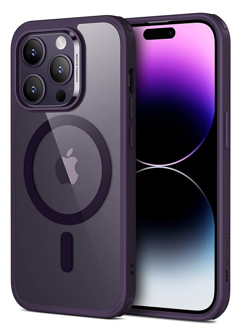 MUNTAQI MagSafe Phone Case Supports Magnetic Wireless Charging, Shockproof Military-Grade Protection, Scratch-Resistant Back, Classic Hybrid Cover for iPhone 14 Pro, Clear Purple - Image 1