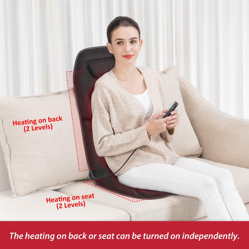 COMFIER وسادة تدليك الظهر COMFIER مع حرارة، 10 محركات اهتزاز، وسادة كرسي تدليك، مدلك كرسي لتخفيف الألم في المكتب/المنزل، هدايا عيد الميلاد للرجال والنساء - Image 4