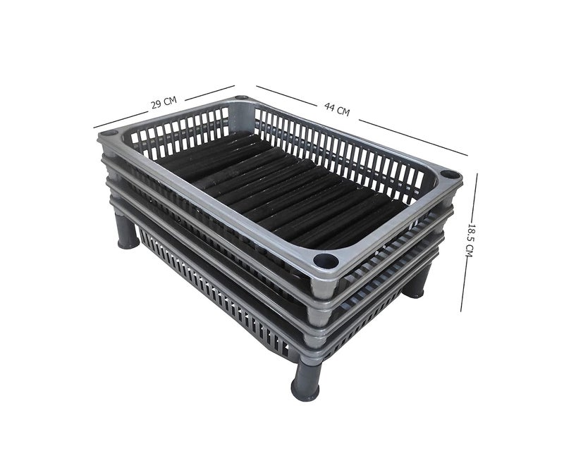 Puffin Vegetable Basket Stand, Plastic Rack Storage (4 Layer Grey) - Image 5