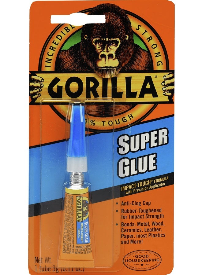 Gorilla Super Glue Tube, 3 Gram, Clear, (Pack of 1) - Image 1