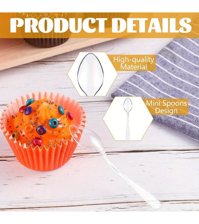 Set of 52 Clear Plastic Novelty Dessert Spoons for Party Tableware Weddings Holidays Birthdays And Events - Image 4